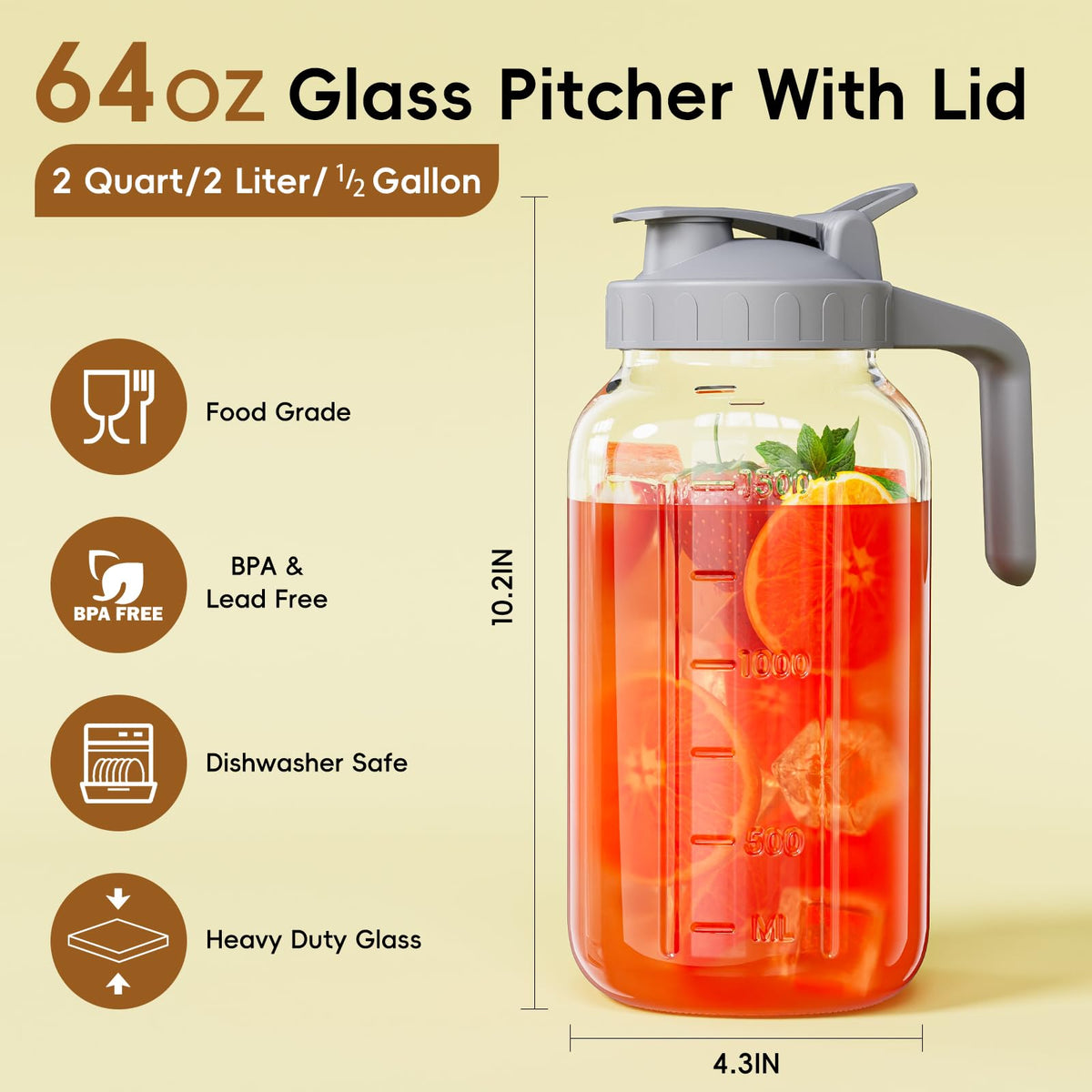 JunVpic Pour Spout Lid with silicone seal on pitcher.