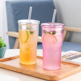 JunVpic embossed glass cup with textured surface for secure grip