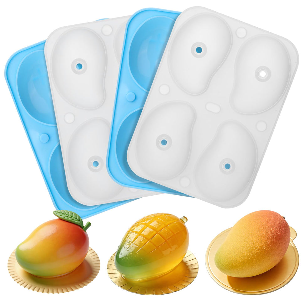Juome 3D mango shape mold front view for eye-catching desserts with eight cavities