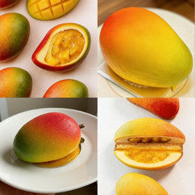 Juome mango mold texture close-up emphasizes realistic mango details for festive treats