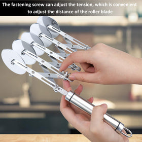 Juome pizza slicer wheel in action for evenly portioned dough