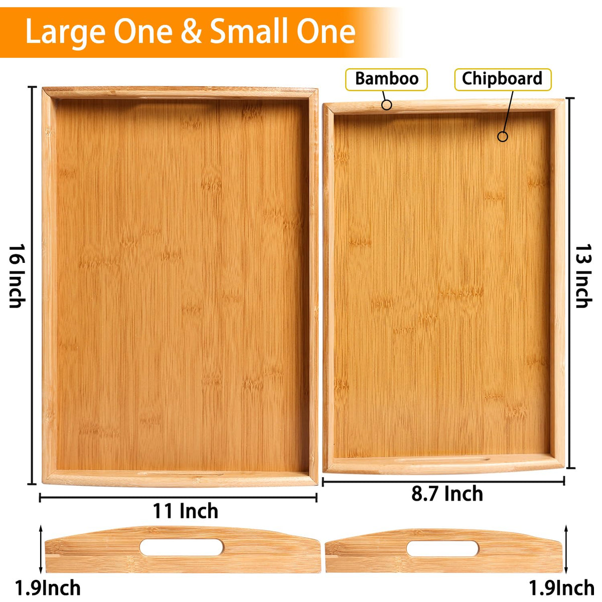 JUPELI small bamboo tray with handles for compact snacks and desserts.