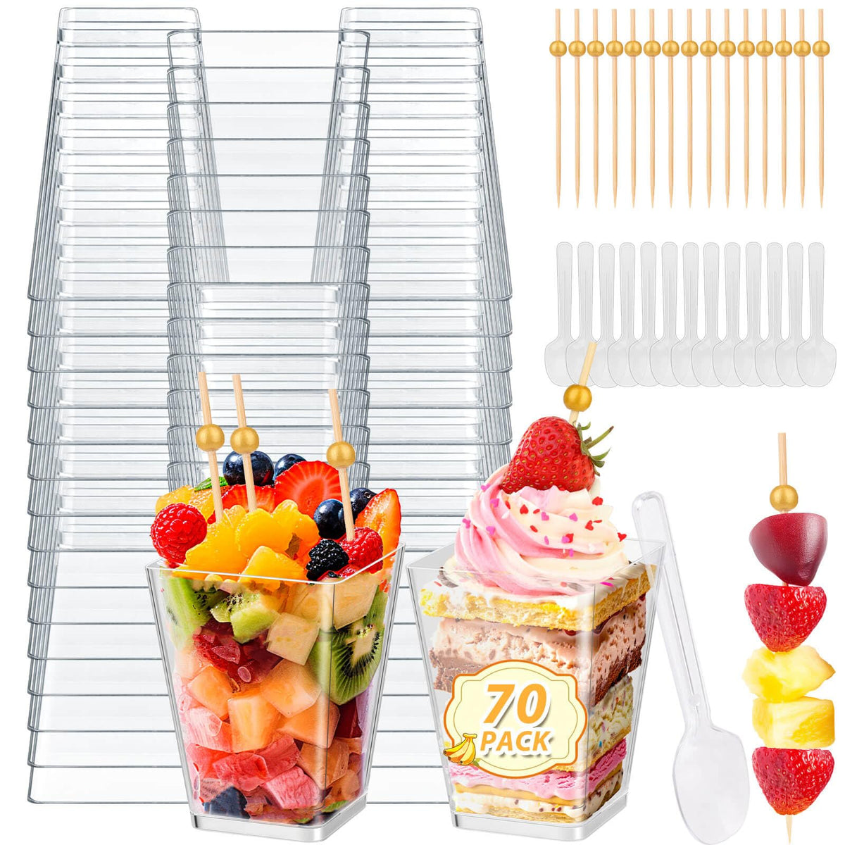 Jupwalz 5 oz clear dessert cups for elegant presentations.