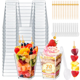 Jupwalz 5 oz clear dessert cups for elegant presentations.
