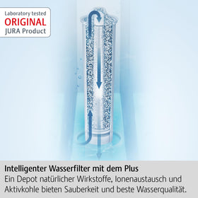 Jura CLARIS Blue+ tank stabilization feature keeps water clean between brews.