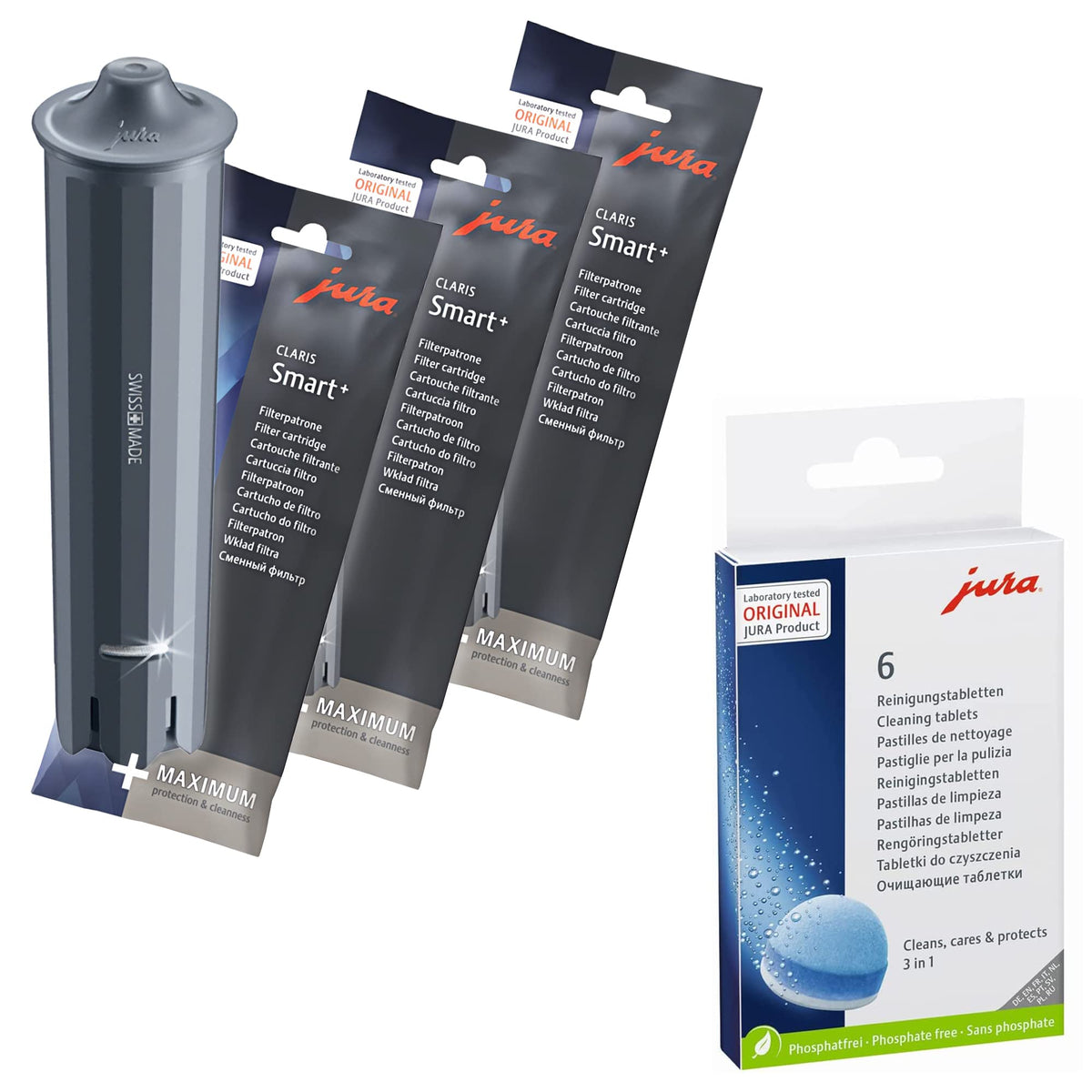 Jura Claris Smart+ filter 3-pack for improved water quality and machine care