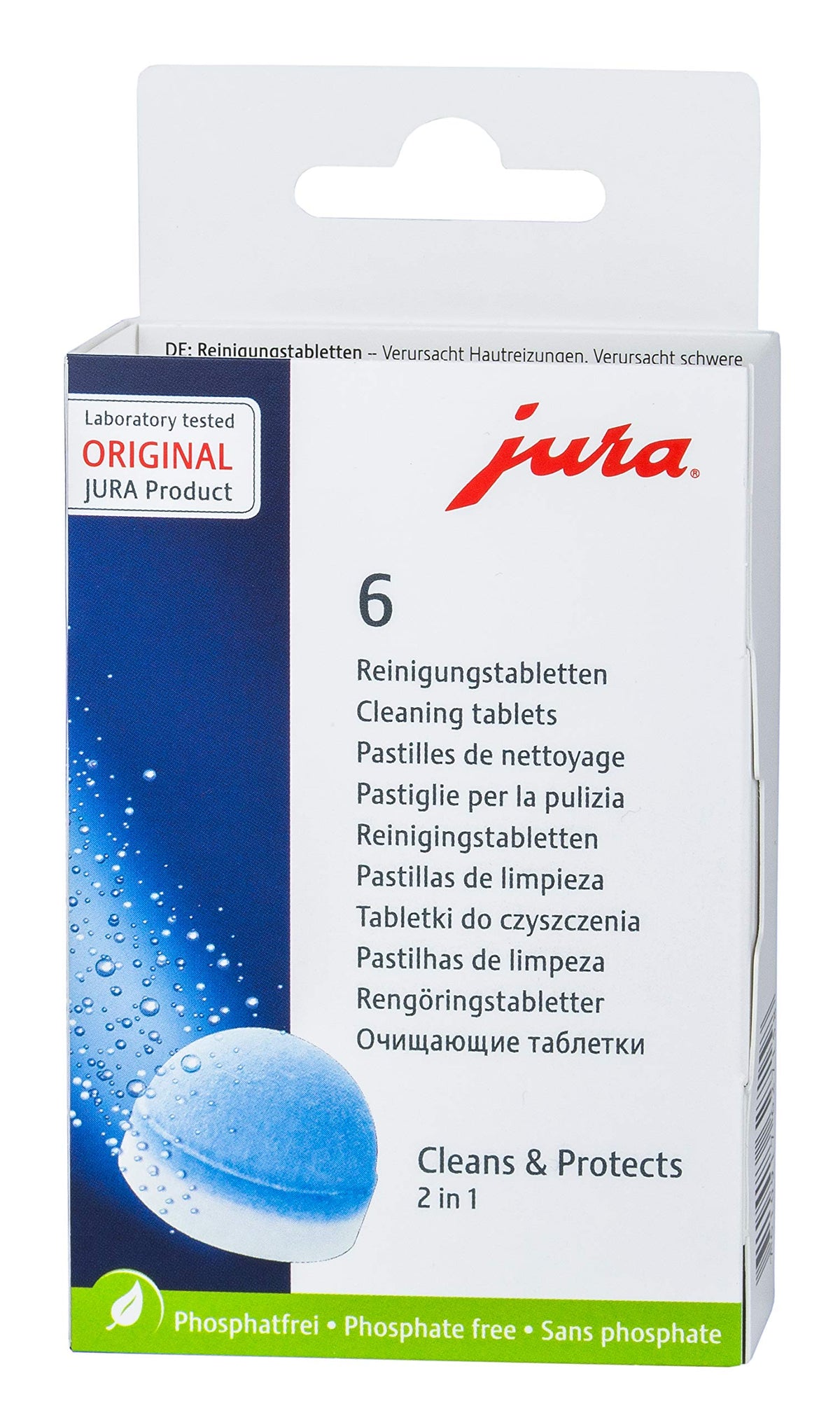 Jura cleaning tablets close-up, help remove oil buildup for cleaner brews