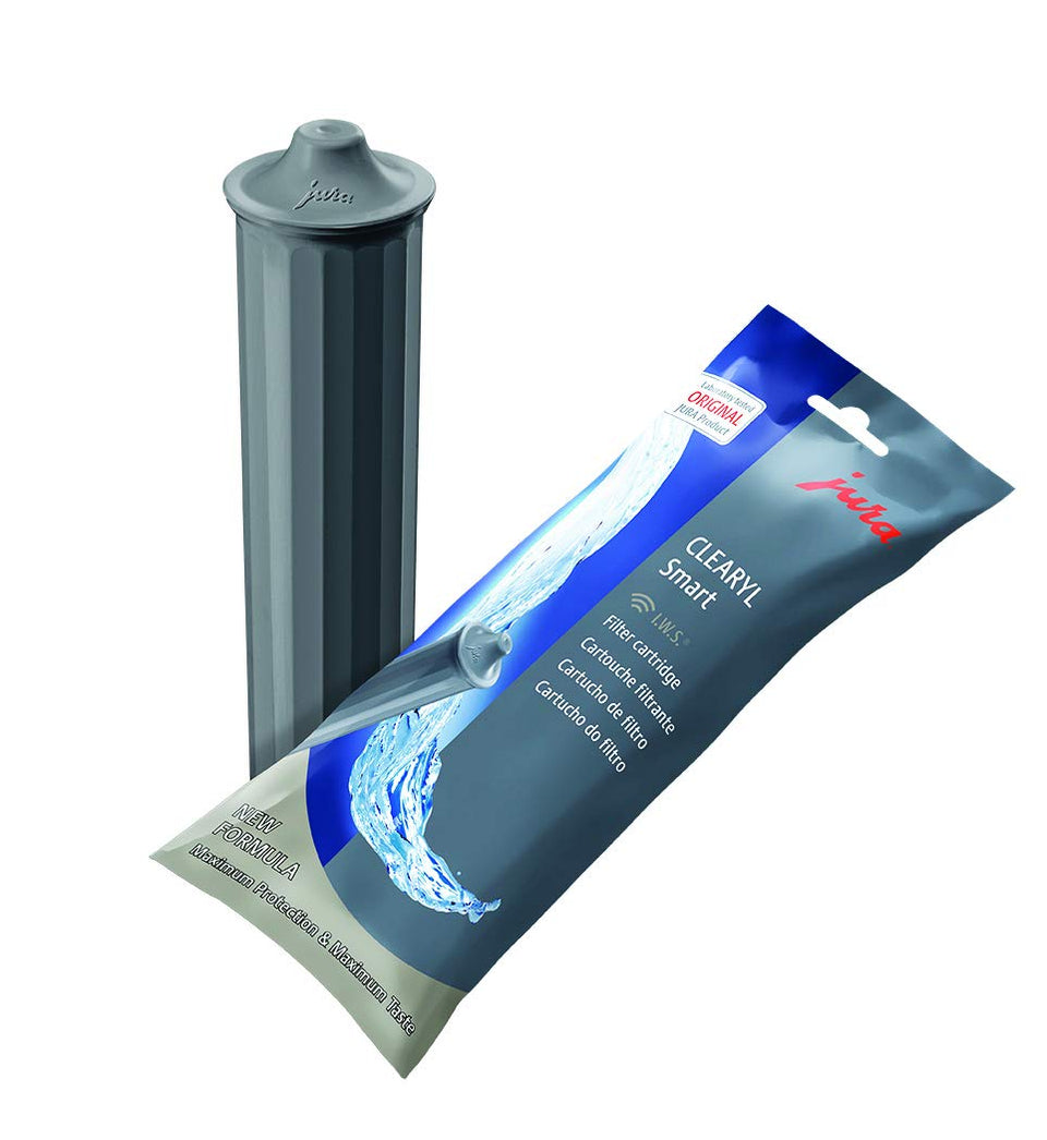Jura CLEARYL Smart filter cartridge for I.W.S. improves water quality.