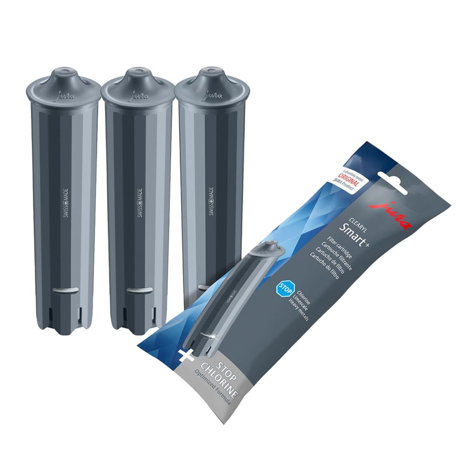 JURA Clearyl Smart water-filter system close-up shows precise filtration for a cleaner cup.