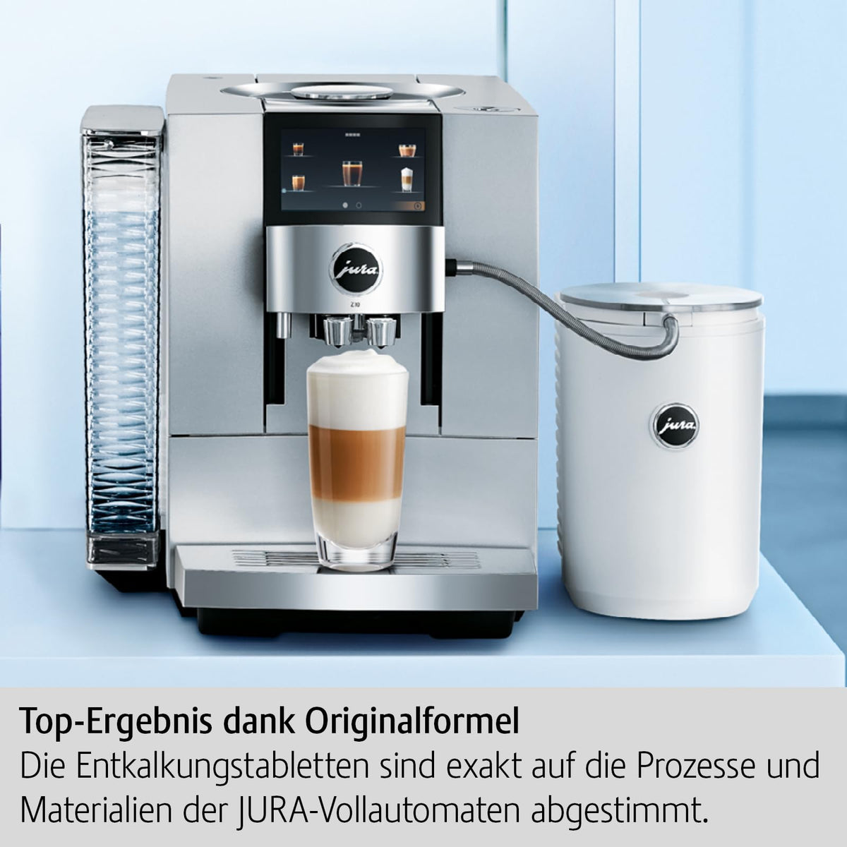 Tablets lined up, compact maintenance pack for Jura-Capresso machines.