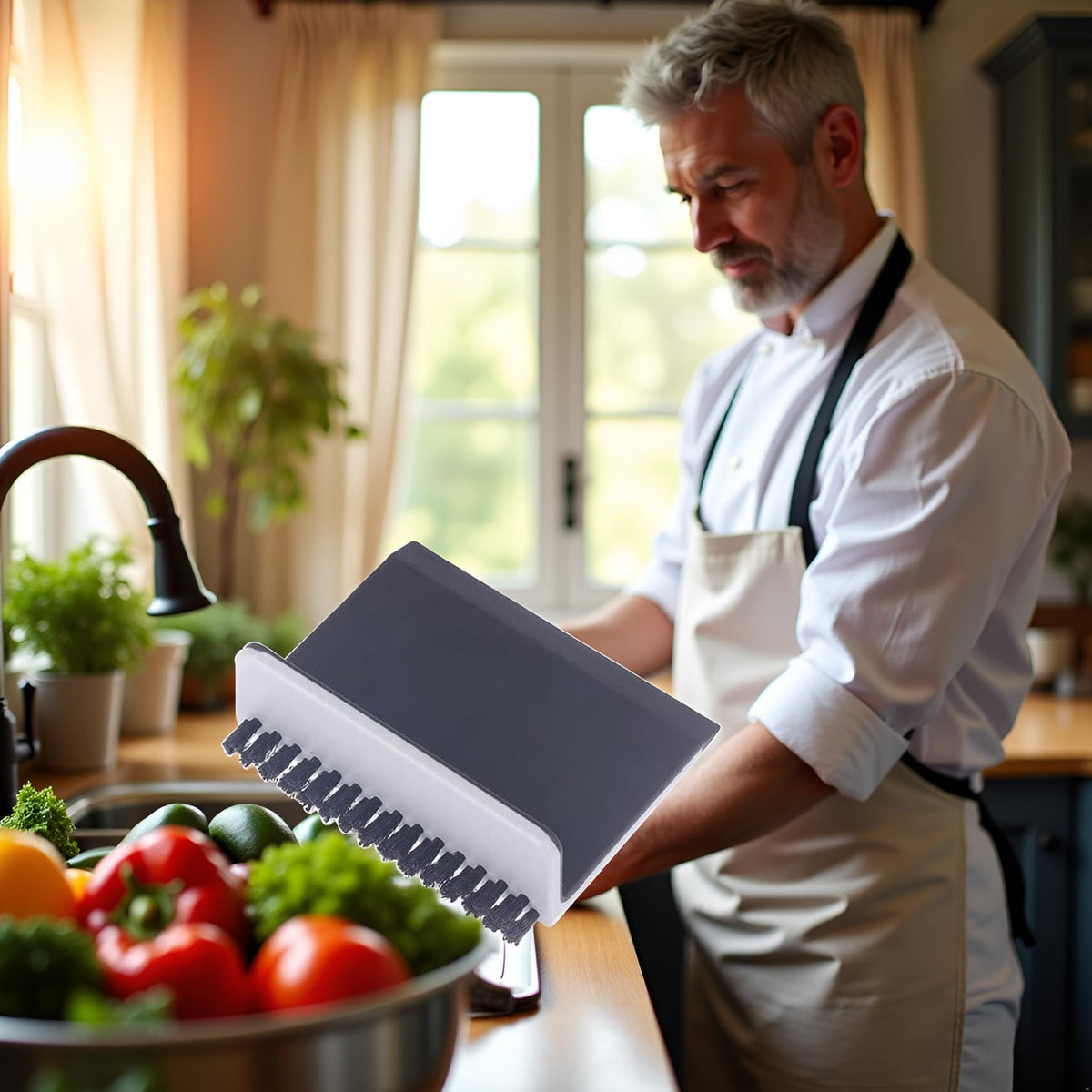 Juroicessry multi-use kitchen tool supports swift cleaning and produce prep