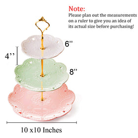 Jusalpha 3-Tier ceramic stand middle 8-inch tier showcases pastries and treats.