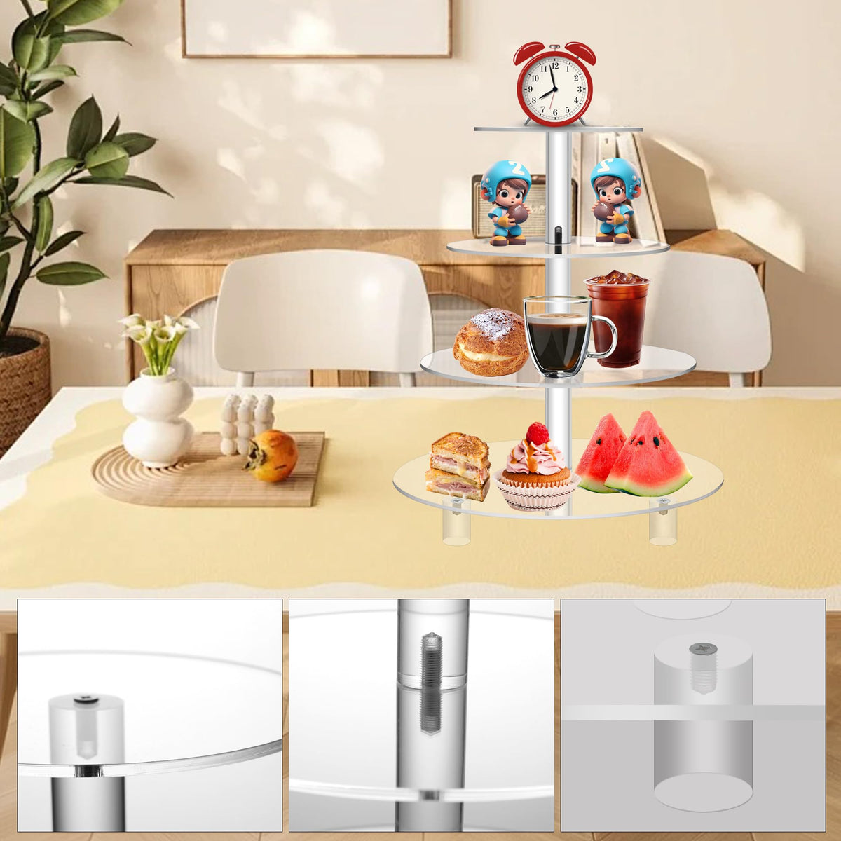 Jusalpha clear acrylic stand designed for durable, attractive dessert displays.