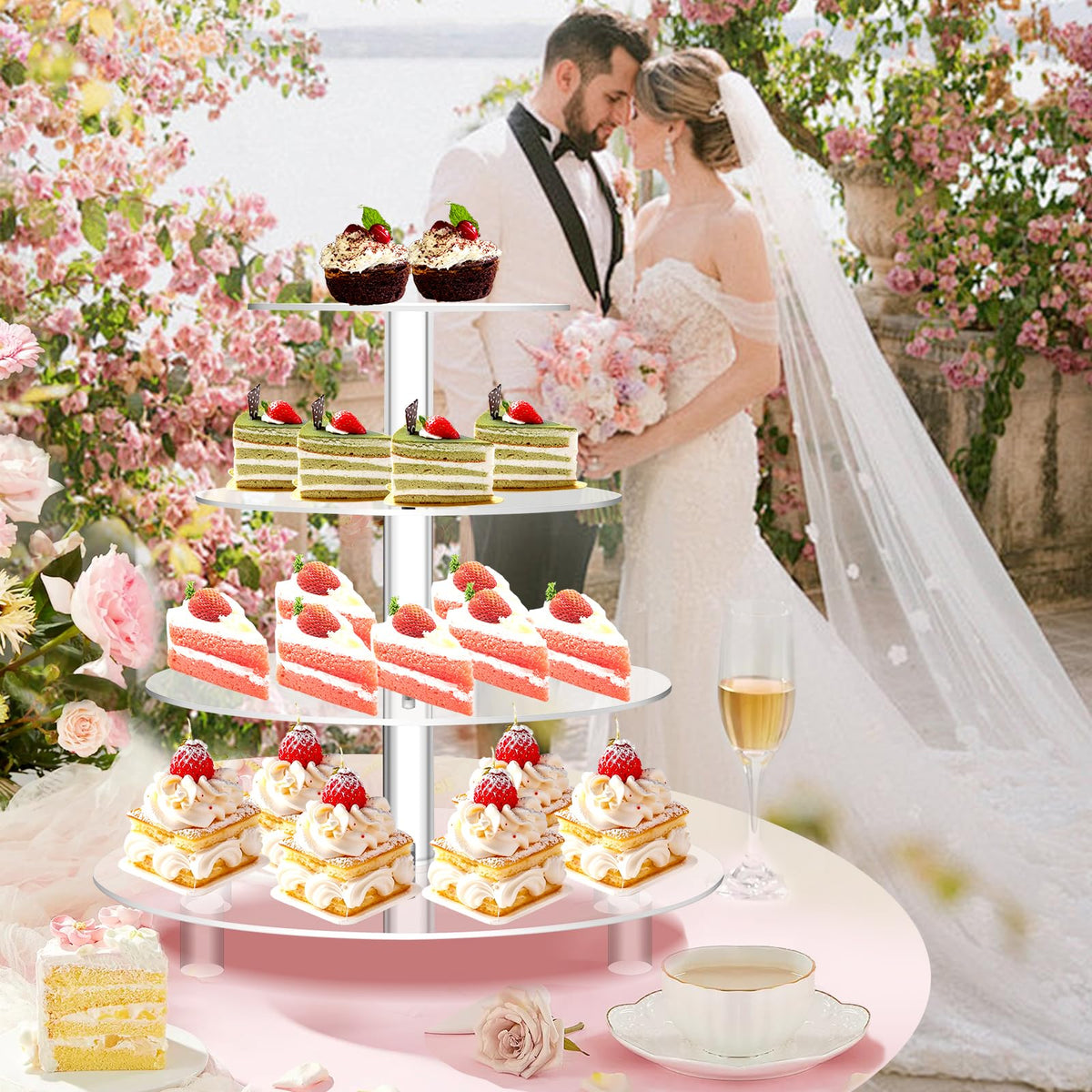 Jusalpha cupcake tree for weddings or showers with elegant height.