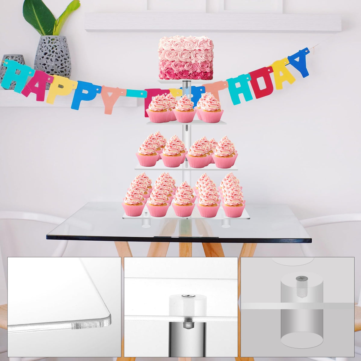 Jusalpha flat-pack stackable cupcake stand for compact storage