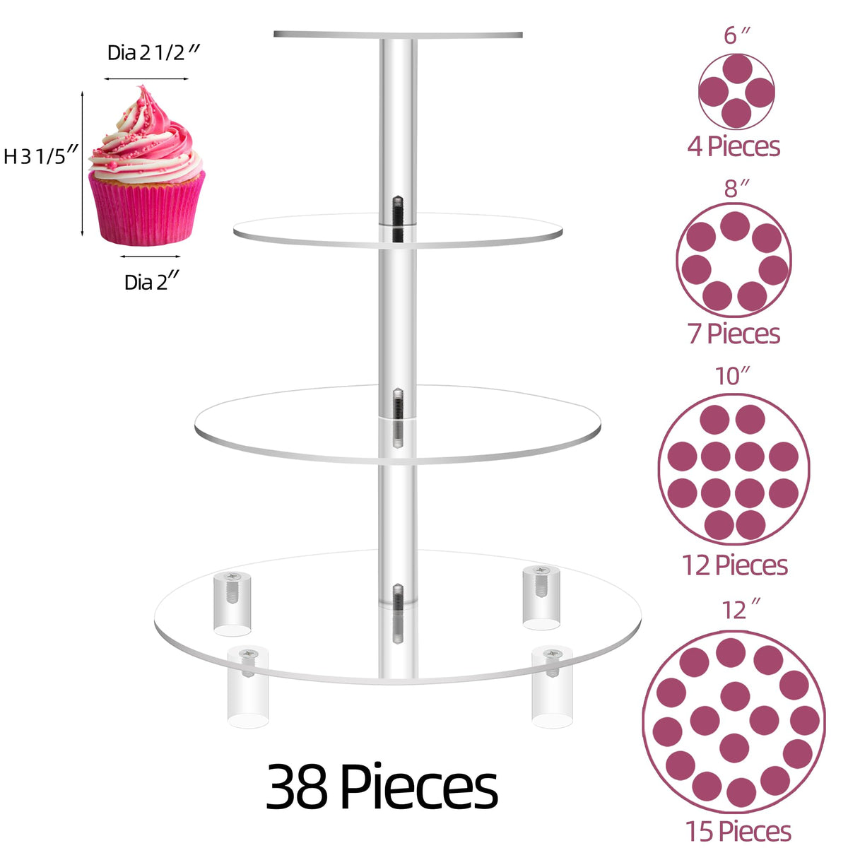 Jusalpha round acrylic stand with polished edges enhances presentation.