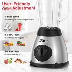 JUSANTE 48oz glass jar with handle ready for large-batch smoothies.