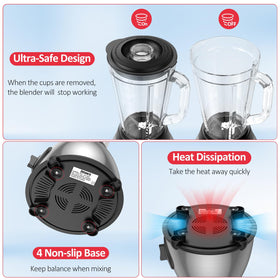 JUSANTE easy-clean design shown by rinsing the jar and base.