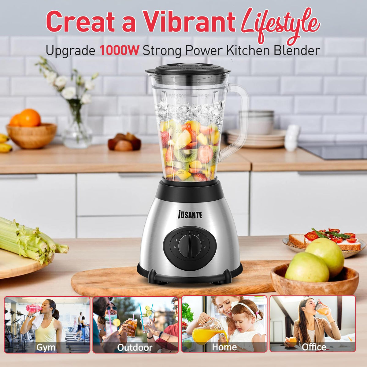 JUSANTE overload protection feature for safer blending sessions.