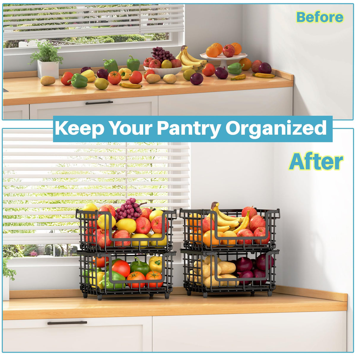 Jusdyrack front view highlighting spacious single basket dimensions for countertop use.