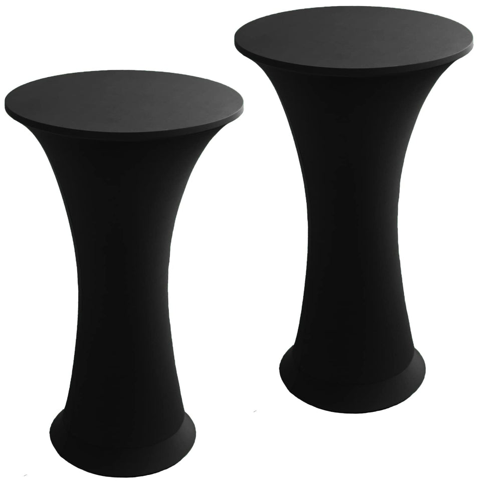 Jusmate cocktail spandex round tablecloth 24x43 black fits tightly and enhances party ambiance.