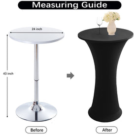 Jusmate round tablecloth close-up shows sleek stretch fabric and wrinkle-free finish.