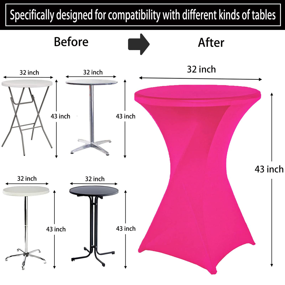 Jusmate magenta round table cover ideal for weddings and receptions