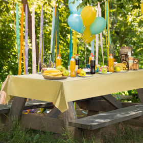 Just Shimmer gold tablecloth ideal for birthday party setups