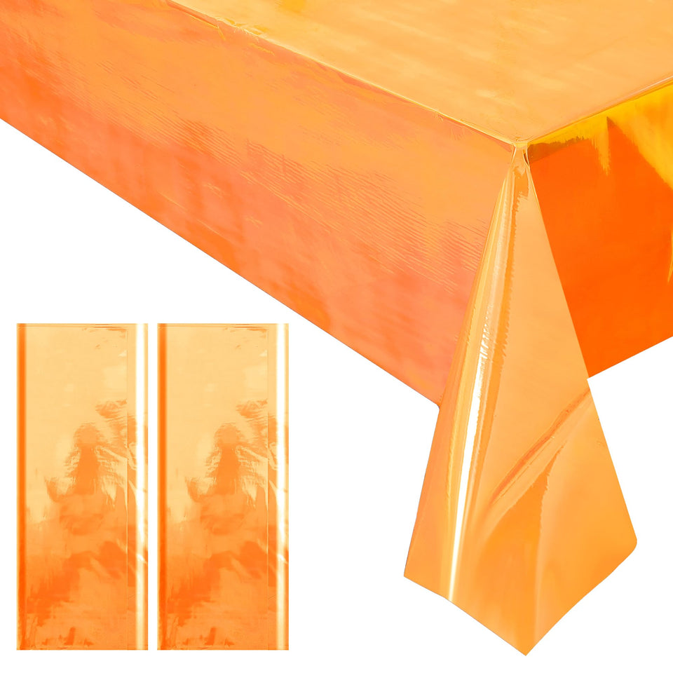 Just Shimmer orange iridescence tablecloth 40x108 inches with vibrant color reflections for events