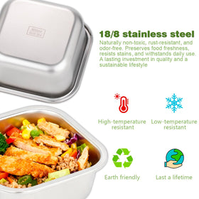 JUSTASHOW 18/8 stainless steel resists odors, helping foods stay fresh between uses