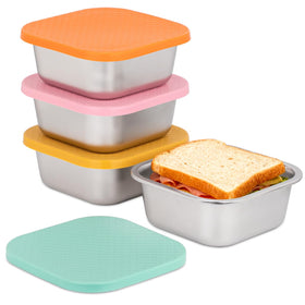 JUSTASHOW 4-pack stainless steel containers with 30oz capacity for organized meals.