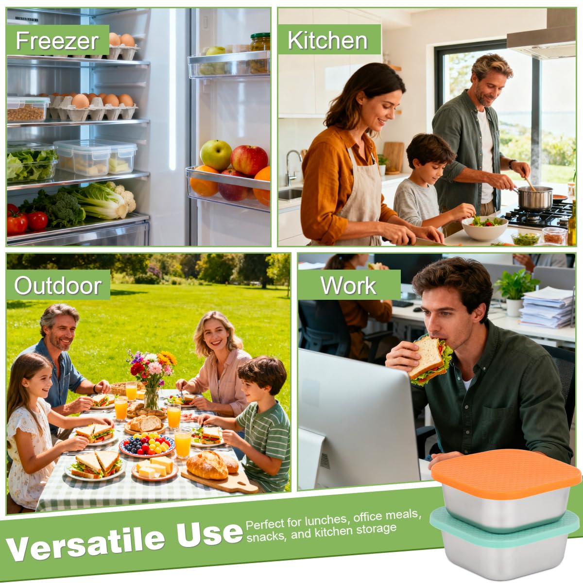JUSTASHOW stackable design and dishwasher-safe construction simplify meal prep