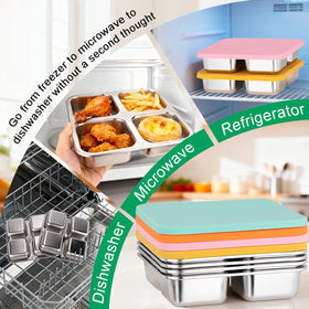 JUSTASHOW stackable snack containers designed for compact, portable meal prep