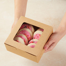 Juvale brown paperboard packaging provides durable, eco-friendly dessert packaging.