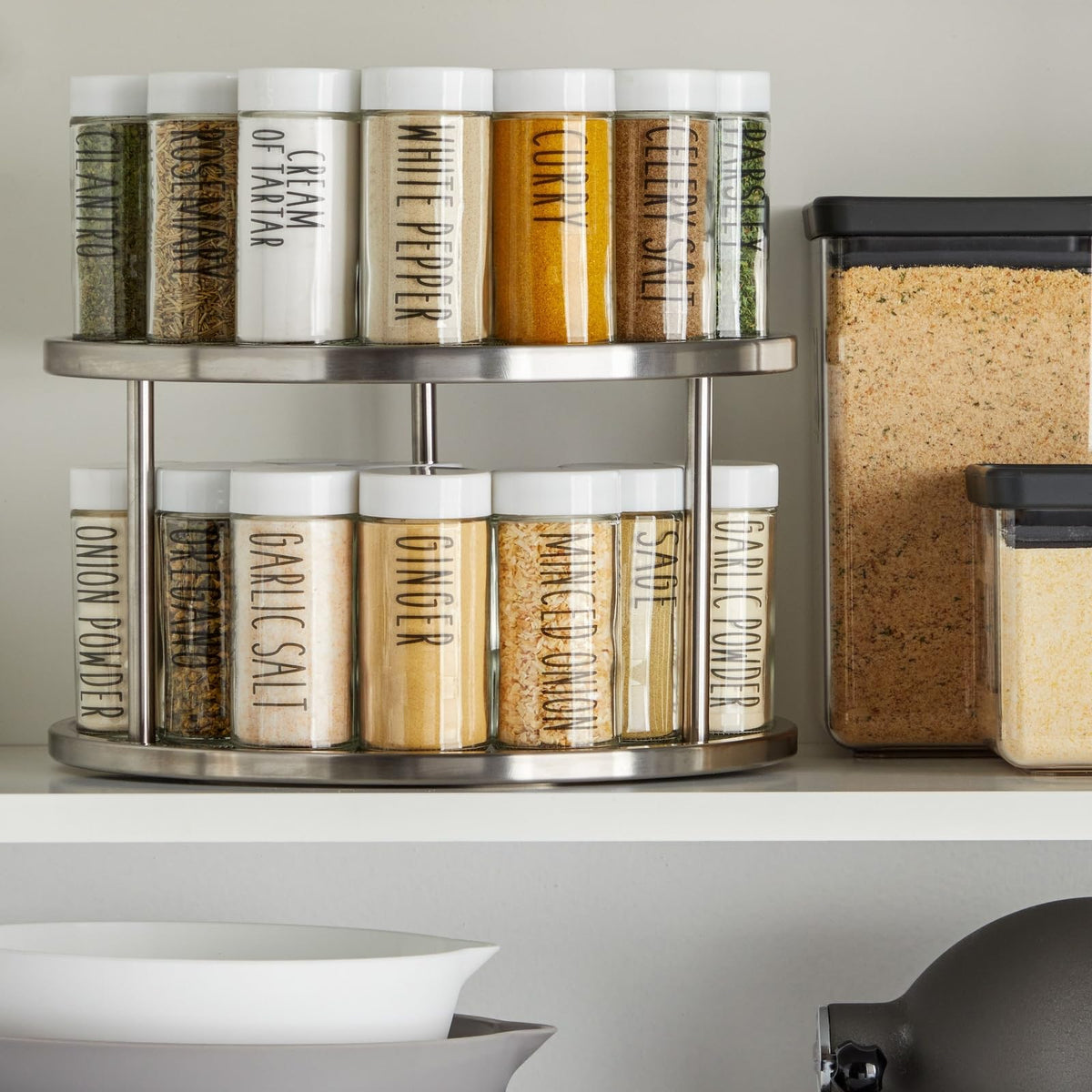 Juvale cabinet spice organizer two-tier for tidy shelves.