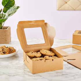 Juvale bakery boxes with window enhance visual appeal for cookies and muffins.