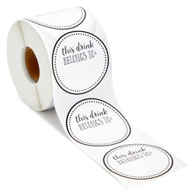 Juvale elegant design stickers showcasing the text This Drink Belongs To