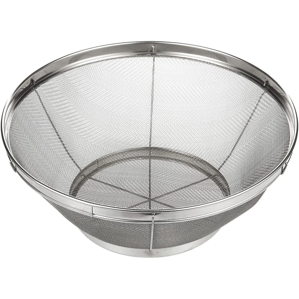 Juvale fine mesh strainer with ergonomic handle for precise rinsing and draining.