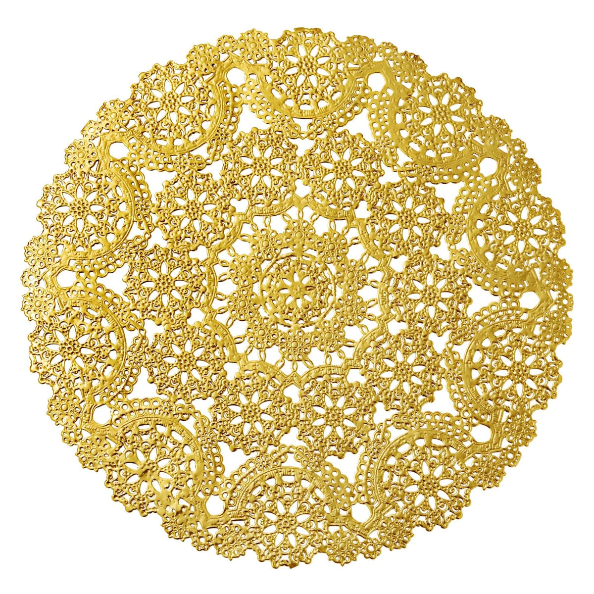 Juvale gold doilies on a Christmas table setting for festive flair.