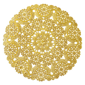 Juvale gold doilies on a Christmas table setting for festive flair.