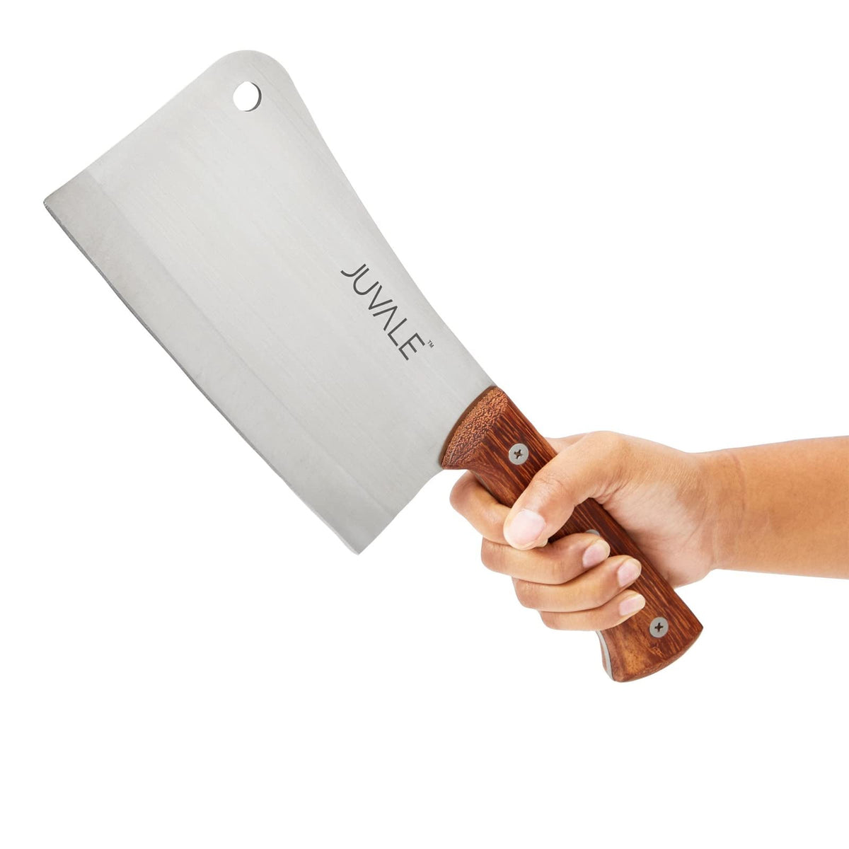 Juvale cleaver includes an integrated hanging hole for storage.