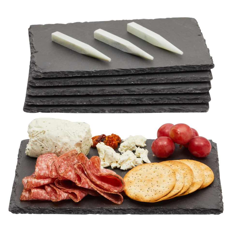 Juvale mini charcuterie boards on black slate plate for stylish entertaining