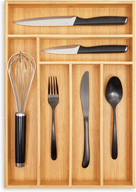 Juvale natural wood organizer close-up, showing smooth finish and durable construction.