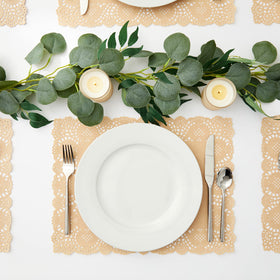 Juvale 100-pack placemats in brown packaging ideal for bulk weddings and parties