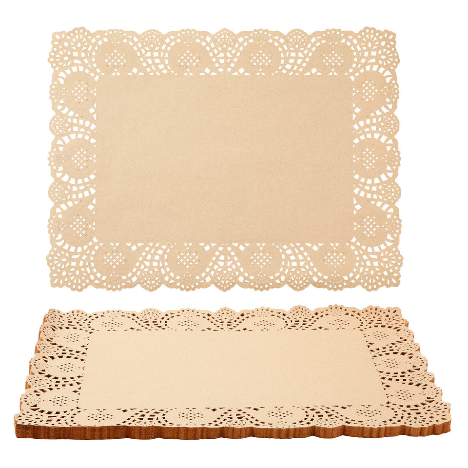 Juvale paper placemats with brown lace pattern for chic rustic table settings