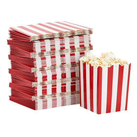 Juvale red and white mini popcorn boxes ready for party assembly and serving