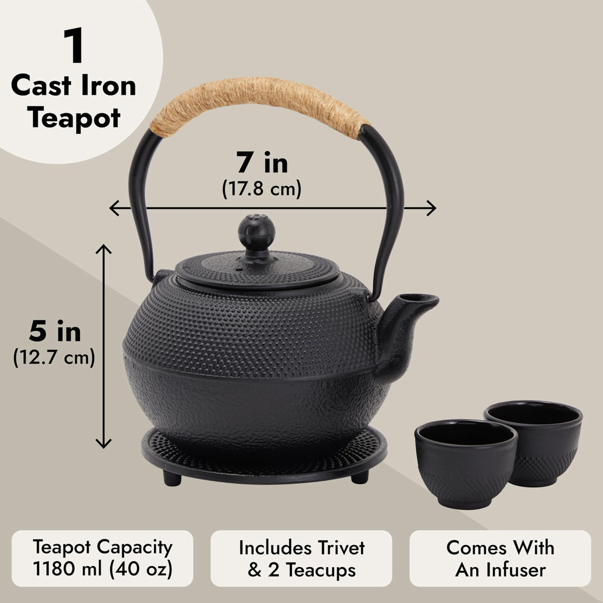 Juvale stainless steel infuser inside the teapot for clean leaf separation.