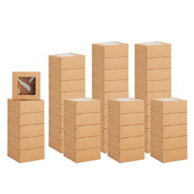 Juvale windowed dessert boxes offer clear viewing before purchase.