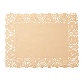 Juvale wedding table setup using brown lace placemats for refined dining ambiance