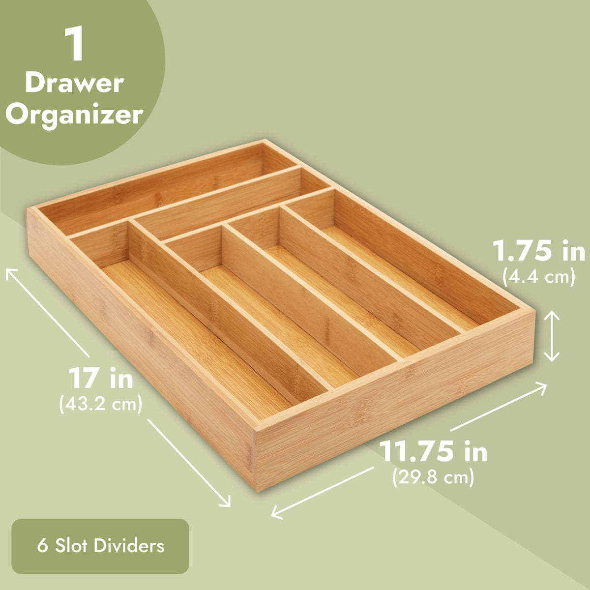 Juvale wide drawer organizer with 17x11.75 in footprint.